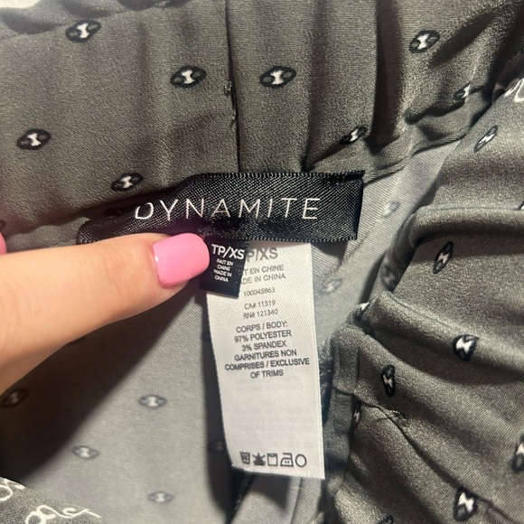 DYNAMITE sz XS grey straight wide leg pants with with draw string waist - Picture 5 of 5